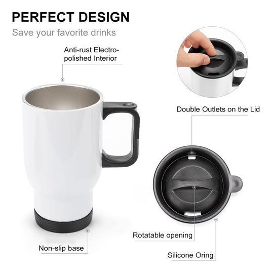 White Glossy Steel Coffee Mug 500ml